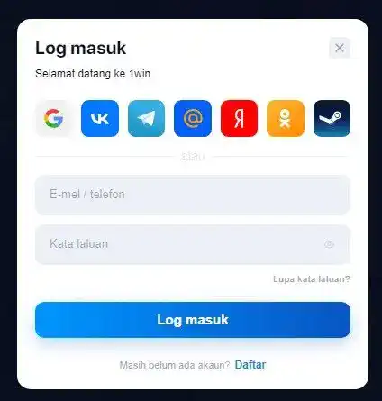 Login to 1win - login form